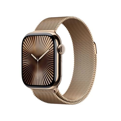 Apple Watch Series 10 GPS 42mm - Cellular - Titânio Dourado | Bracelete Milanesa Dourada For Sale