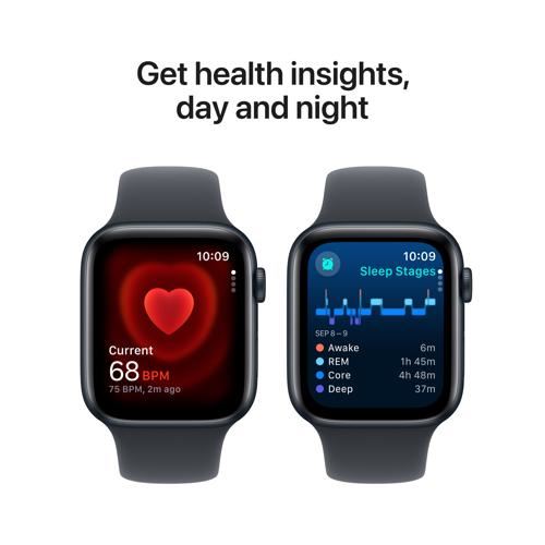 Apple Watch SE 2024 GPS 44mm - Alumínio Meia-noite | Bracelete Desportiva Meia-noite - S M Online