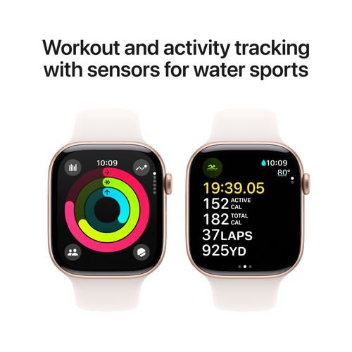 Apple Watch Series 10 GPS 46mm - Cellular - Alumínio Rosa Dourado | Bracelete Desportiva Rosa leve - M L Discount