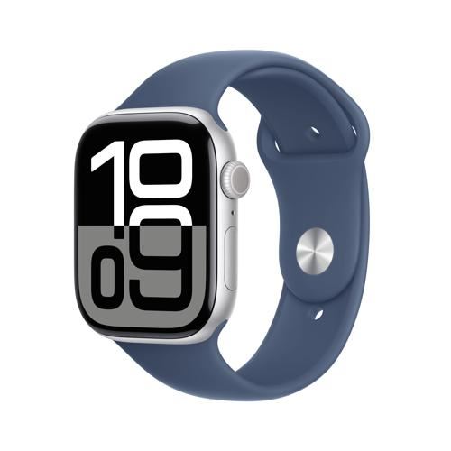 Apple Watch Series 10 GPS 46mm - Cellular - Alumínio Prateado | Bracelete Desportiva Azul Denim - S M Online