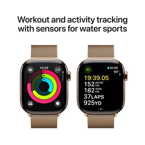 Apple Watch Series 10 GPS 42mm - Cellular - Titânio Dourado | Bracelete Milanesa Dourada For Sale