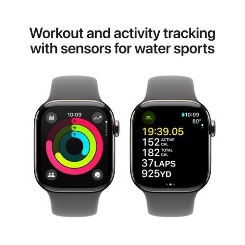 Apple Watch Series 10 GPS 42mm - Cellular - Titânio Natural | Bracelete Desportiva Cinzento Rocha - S M Hot on Sale